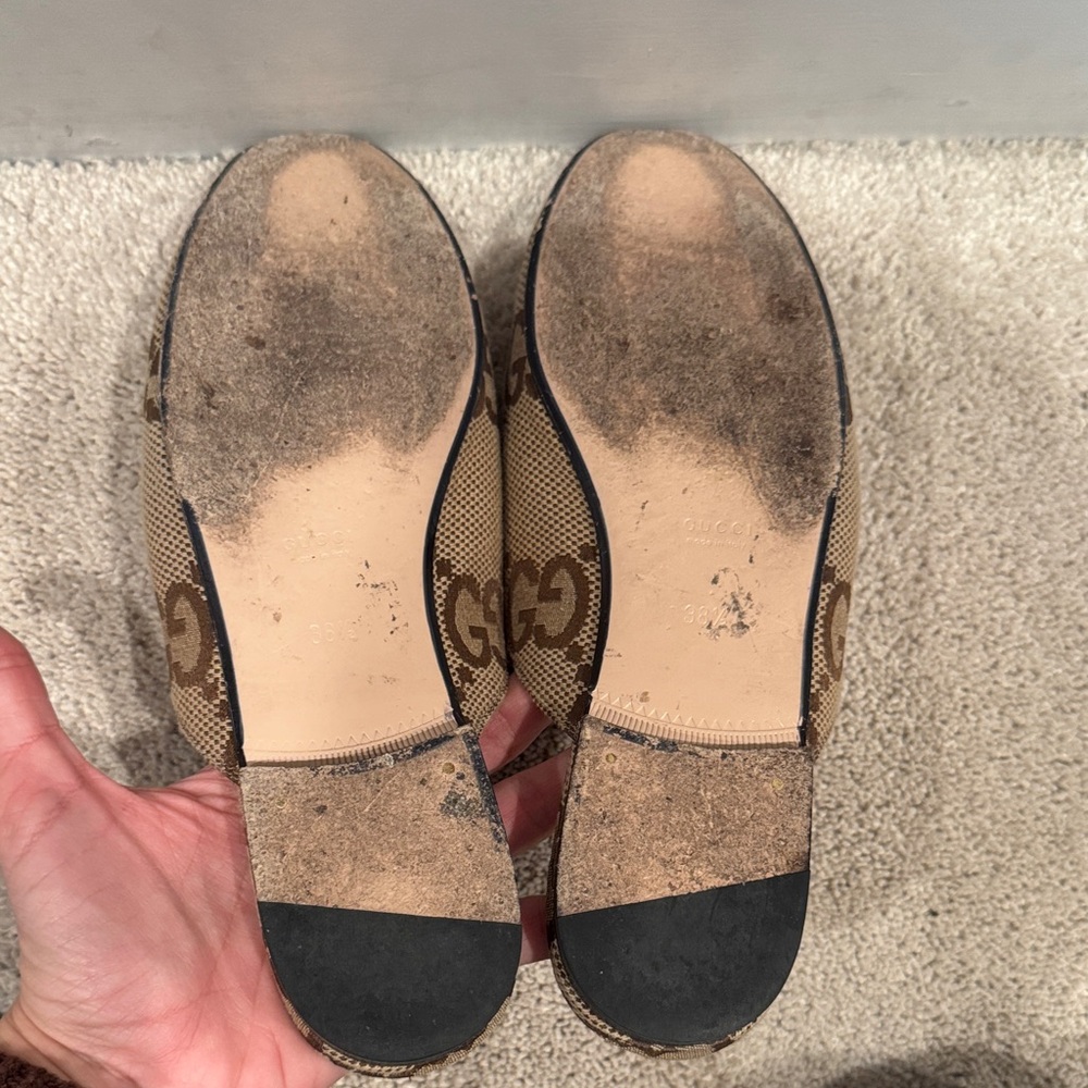 Authentic Gucci Brown GG Canvas Mules with Gold Hardware - Picture 5 of 9